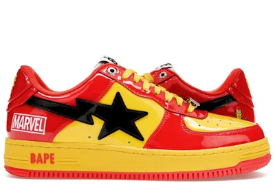 Pre-owned Bape A Bathing Ape  Sta Marvel Comics Iron Man (2022) Sneakers In Red/yellow