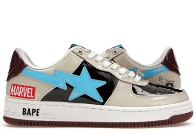 Pre-owned Bape A Bathing Ape  Sta Marvel Comics Rocket Raccoon (2022) Sneakers In Beige/black
