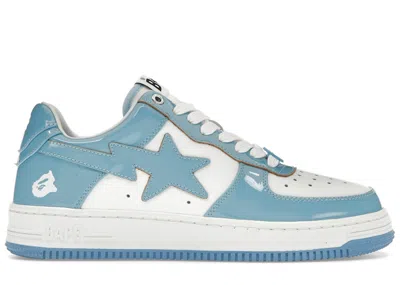Pre-owned Bape A Bathing Ape  Sta Patent Leather Sneakers In Blue/white In Multi