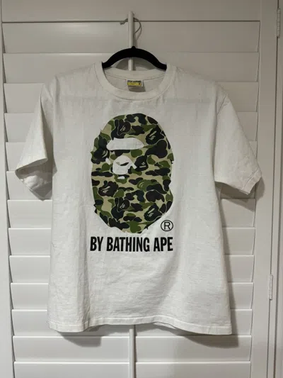 Pre-owned Bape A Bathing Ape  T-shirt Green Camo In White