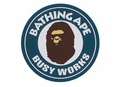 Pre-owned Bape A Bathing Ape Busy Works Rubber Coaster In Navy Blue