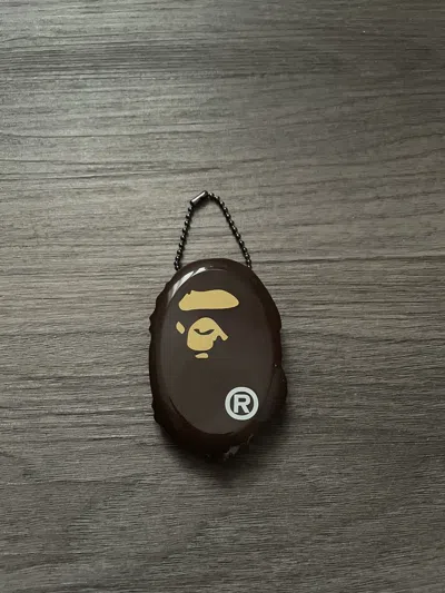 Pre-owned Bape A Bathing Ape Coin Pouch / Keychain In Brown