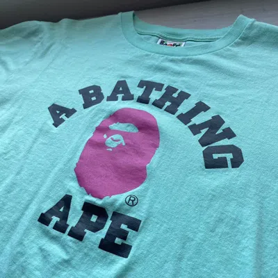 Pre-owned Bape A Bathing Ape College Logo Summer Color Pop Tee Mint Fuschia