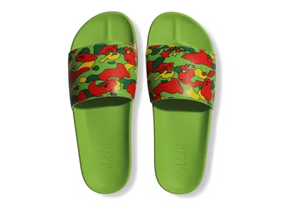 Pre-owned Bape A Bathing Ape Hayn Slide Sta Camo Sneakers In Green/red/yellow In Multi