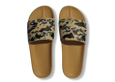 Pre-owned Bape A Bathing Ape Hayn Slide Sta Camo Sneakers In Yellow/black/khaki