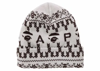 Pre-owned Bape A Bathing Ape Knit Cap In Ivory In White