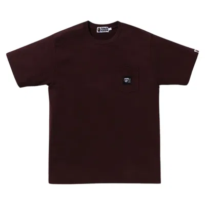 Pre-owned Bape A Bathing Ape Label Pocket Tee 'burgundy' In Red