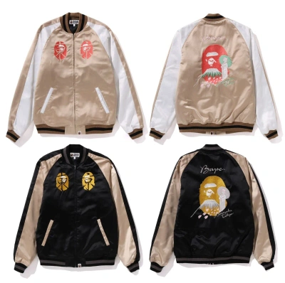 Pre-owned Bape A Bathing Ape Men's  Souvenir Jacket Black / Gold 1j72140002