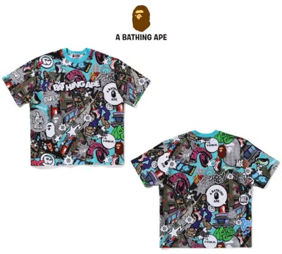 Pre-owned Bape A Bathing Ape Men's Relaxed Fit T-shirt 2024 Ss Model  Comic Art Pattern Jpn In Multicolor