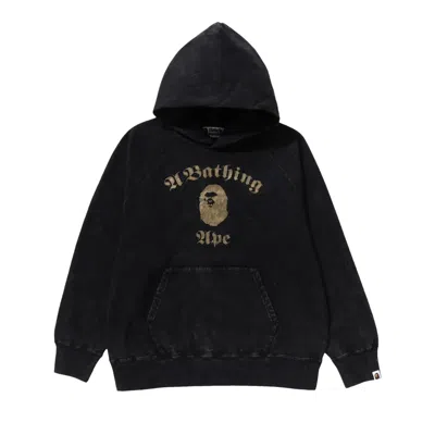 Pre-owned Bape A Bathing Ape Overdye Pullover Relaxed Fit Hoodie 'black'