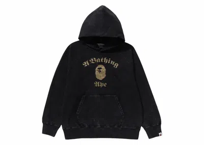 Pre-owned Bape A Bathing Ape Overdye Pullover Relaxed Fit Hoodie In Black