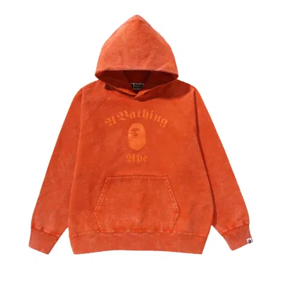 Pre-owned Bape A Bathing Ape Overdye Pullover Relaxed Fit Hoodie 'orange'