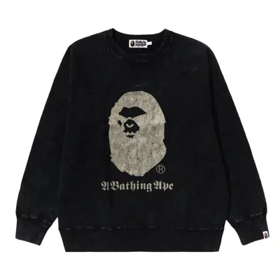 Pre-owned Bape A Bathing Ape Overdye Relaxed Fit Crewneck 'black'