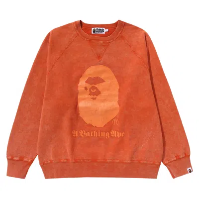 Pre-owned Bape A Bathing Ape Overdye Relaxed Fit Crewneck 'orange' | Men's Size Xl