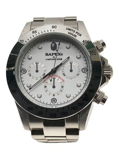 Pre-owned Bape A Bathing Ape Stainless Steel Automatic Watch White / Silver In White/silver