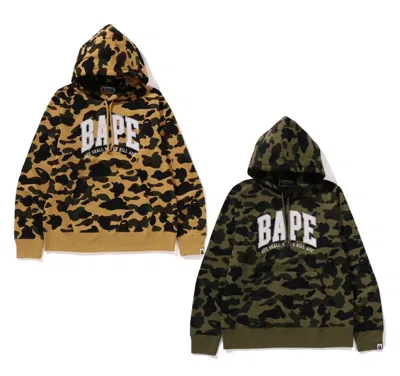 Pre-owned Bape A Bathnig Ape Men's 1st Camo  Pullover Hoodie 1k80114008 B In Yellow