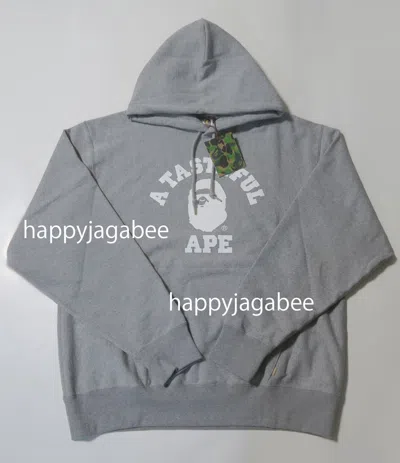 Pre-owned Bape A Bathnig Ape Men's  X Jjjjound Relaxed Classic College Pullover Hoodie In Gray