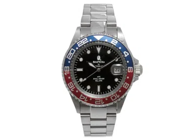 Pre-owned Bape Abathing Ape Type 2 X Watch In Silver Red Blue