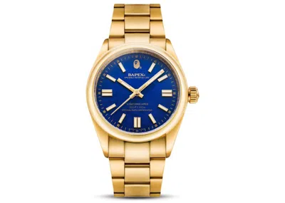 Pre-owned Bape Abathing Ape Type 7 X Watch In Gold Blue In Multi