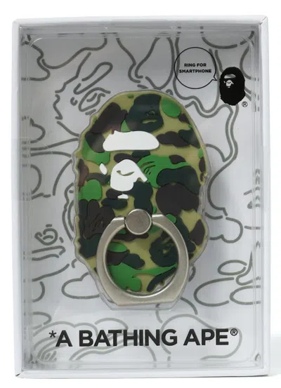 Pre-owned Bape Abc Ape Head Smartphone Ring In Green