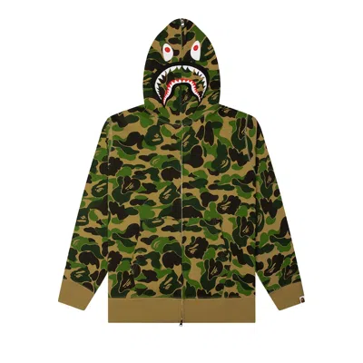 Pre-owned Bape Abc Camo 2nd Shark Full Zip Hoodie 'green' | Men's Size S