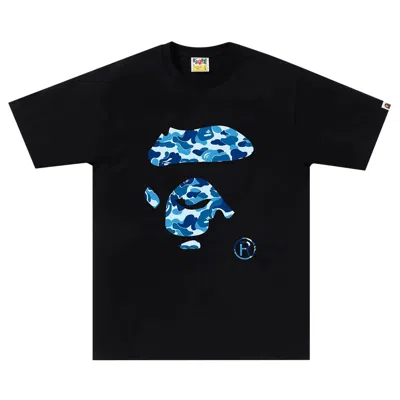 Pre-owned Bape Abc Camo Ape Face Tee 'black/blue'