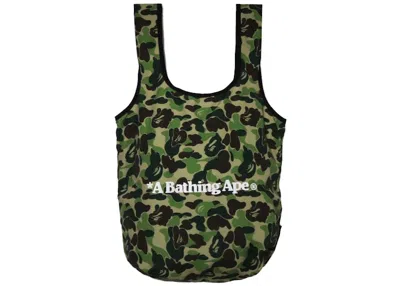 Pre-owned Bape Abc Camo Ape Head Utility Bag In Green