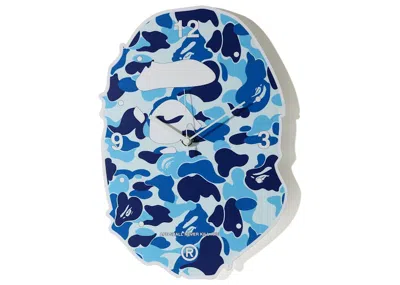 Pre-owned Bape Abc Camo Ape Head Wall Clock In Blue