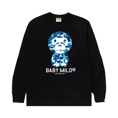 Pre-owned Bape Abc Camo Baby Milo Long-sleeve Tee 'black/blue'