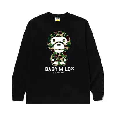 Pre-owned Bape Abc Camo Baby Milo Long-sleeve Tee 'black/green' | Men's Size Xl