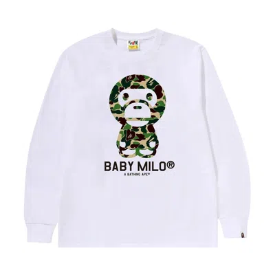 Pre-owned Bape Abc Camo Baby Milo Long-sleeve Tee 'white/green' | Men's Size Xxl