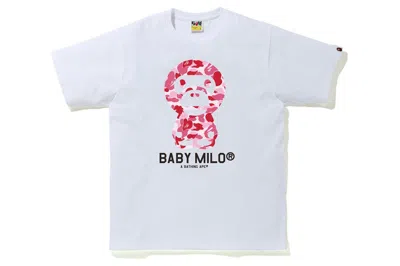 Pre-owned Bape Abc Camo Baby Milo Tee White/pink