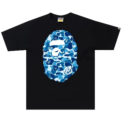 Pre-owned Bape Abc Camo Big Ape Head Tee 'black/blue'
