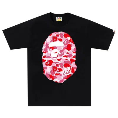 Pre-owned Bape Abc Camo Big Ape Head Tee 'black/pink'