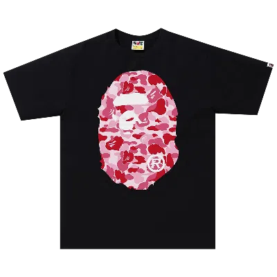 Pre-owned Bape Abc Camo Big Ape Head Tee 'black/pink'