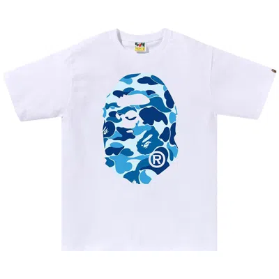Pre-owned Bape Abc Camo Big Ape Head Tee 'white/blue' | Men's Size S