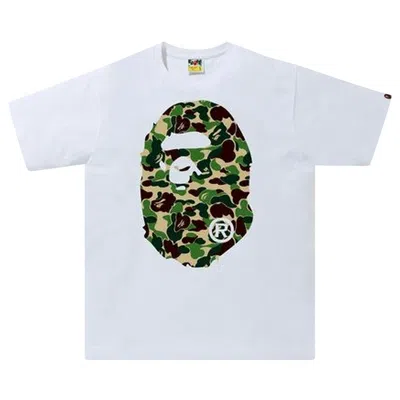 Pre-owned Bape Abc Camo Big Ape Head Tee 'white/green'