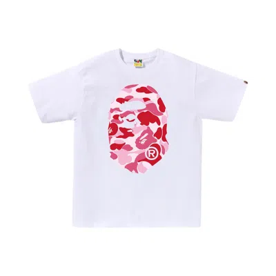 Pre-owned Bape Abc Camo Big Ape Head Tee 'white/pink' | Men's Size L