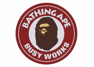 Pre-owned Bape Abc Camo Busy Works Rubber Coaster In Red