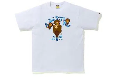 Pre-owned Bape Abc Camo College Milo Tee White/blue
