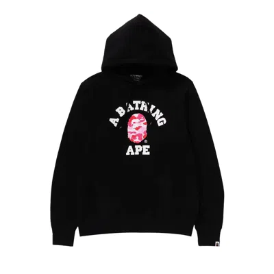 Pre-owned Bape Abc Camo College Organic Pullover Hoodie 'black/pink'