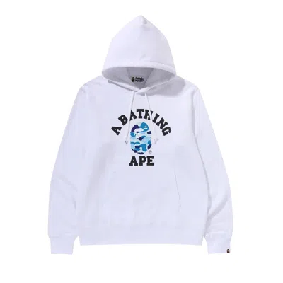 Pre-owned Bape Abc Camo College Organic Pullover Hoodie 'white/blue' | Men's Size Xxl