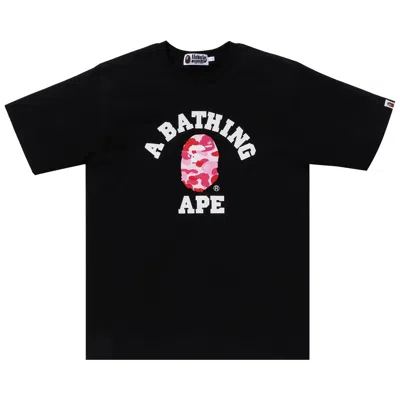Pre-owned Bape Abc Camo College Organic Tee 'black/pink'