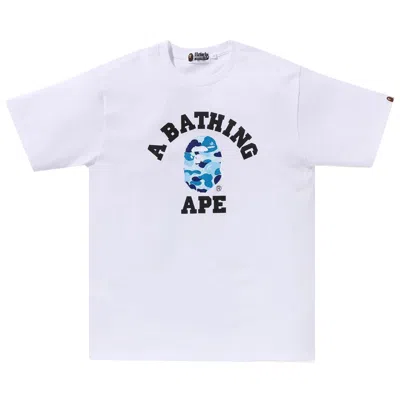 Pre-owned Bape Abc Camo College Organic Tee 'white/blue'