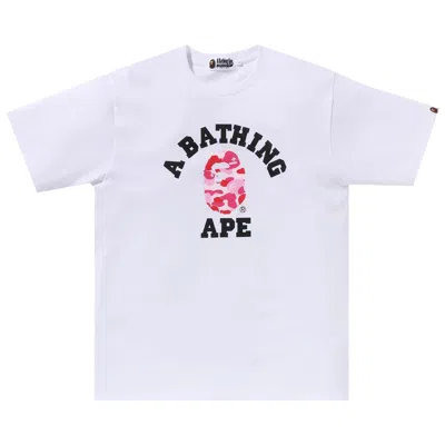 Pre-owned Bape Abc Camo College Organic Tee 'white/pink'