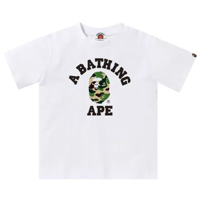 Pre-owned Bape Abc Camo College Tee 'white Green' | Kid's Size 90