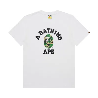 Pre-owned Bape Abc Camo College Tee 'white Green' | Men's Size S