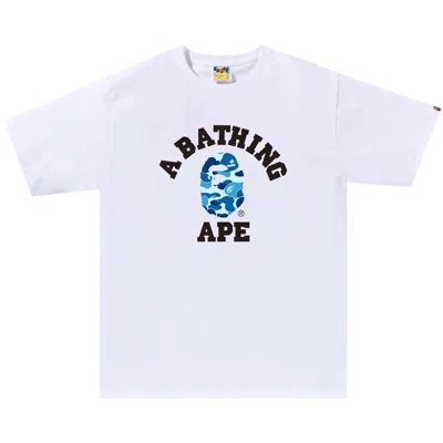 Pre-owned Bape Abc Camo College Tee 'white/blue'