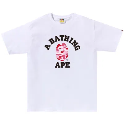Pre-owned Bape Abc Camo College Tee 'white/pink'