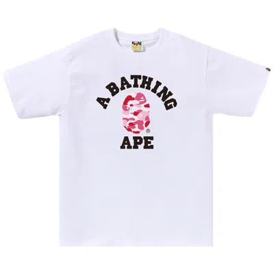 Pre-owned Bape Abc Camo College Tee 'white/pink'
